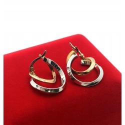 Złote kolczyki koła kółka podwójne z cyrkoniami Pr.333 W:2,72gr