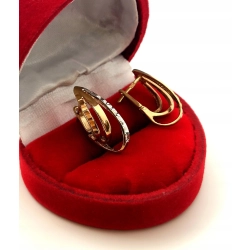 Złote kolczyki podłużne trzy kółka Pr.333 W:2,45gr Dł:2cm