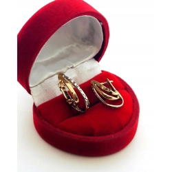 Złote kolczyki podłużne trzy kółka Pr.333 W:2,45gr Dł:2cm