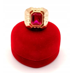 Złoty Sygnet męski z rubinem PR.583 W:9,60gr R.28 InterSKLEP