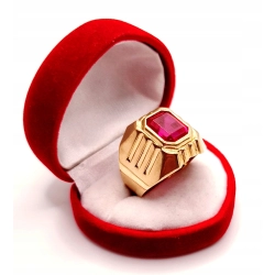 Złoty Sygnet męski z rubinem PR.583 W:9,60gr R.28 InterSKLEP