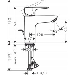 Bateria umywalkowa stojąca Hansgrohe My Sport srebrny InterSKLEP