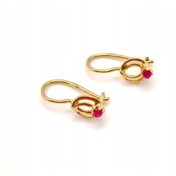 Złote kolczyki z różowym kamieniem NOWE PR.585 W:1,11gr InterSKLEP