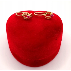 Złote kolczyki z różowym kamieniem NOWE PR.585 W:1,11gr InterSKLEP