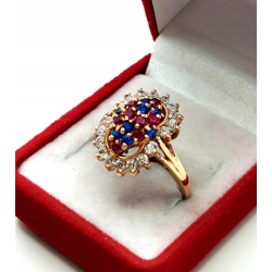 Złoty pierścionek z kolorową markizą Pr.583 W:5,20gr R.17
