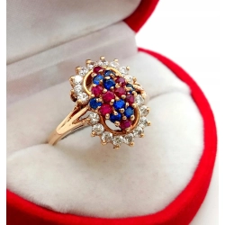 Złoty pierścionek z kolorową markizą Pr.583 W:5,20gr R.17