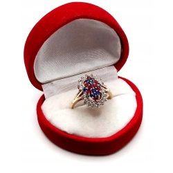 Złoty pierścionek z kolorową markizą Pr.583 W:5,20gr R.17