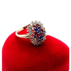Złoty pierścionek z kolorową markizą Pr.583 W:5,20gr R.17