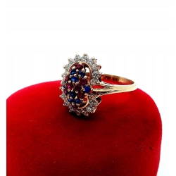 Złoty pierścionek z kolorową markizą Pr.583 W:5,20gr R.17