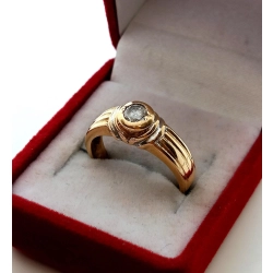 Złoty pierścionek z Cyrkonią Pr.585 W:4,17gr R.13 Szer:7mm