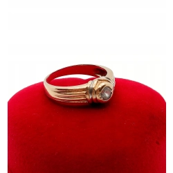 Złoty pierścionek z Cyrkonią Pr.585 W:4,17gr R.13 Szer:7mm