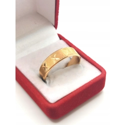 Złota obrączka zdobiona Szer.6mm Pr.585 W:4,38gr R.23 Warmet