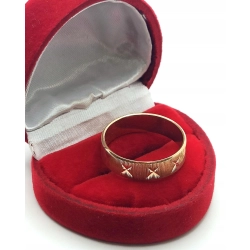 Złota obrączka zdobiona Szer.6mm Pr.585 W:4,38gr R.23 Warmet