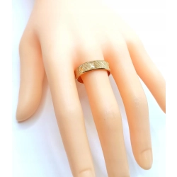 Złota obrączka zdobiona Szer.6mm Pr.585 W:4,38gr R.23 Warmet