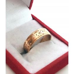 Złota obrączka zdobiona Szer.5mm Pr.583 W:3,48gr Roz.12