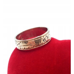 Złota obrączka zdobiona Szer.5mm Pr.583 W:3,48gr Roz.12