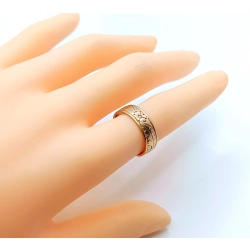 Złota obrączka zdobiona Szer.5mm Pr.583 W:3,48gr Roz.12