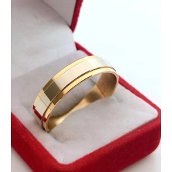 Złota obrączka bicolor szer.6mm Pr.585 W:4,66gr Roz.15