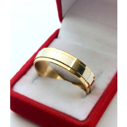 Złota obrączka bicolor szer.6mm Pr.585 W:4,66gr Roz.15