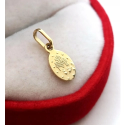 Złota zawieszka mini medalik z Maryją z Loudes Pr.585 W:0,37gr