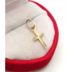 Złota zawieszka Krzyżyk mini Pr.585 W:0,28gr