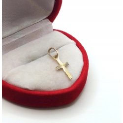 Złota zawieszka Krzyżyk mini Pr.585 W:0,28gr