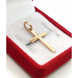 Złota zawieszka Krzyżyk Pr.585 W:0,81gr