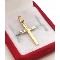 Złota zawieszka Krzyżyk Pr.585 W:0,81gr