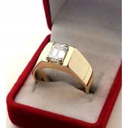 Złoty pierścionek Sygnet z diamentem 1,45ct Pr.375 W:10,49ct Roz.22