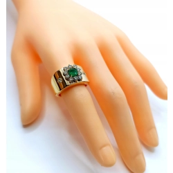 Złoty pierścionek Szmaragd 0,55ct Diamenty 0,40ct Pr.750 W:7,23gr R.14