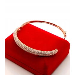 Złota bransoletka sztywna Diamenty 225szt 2,30ct Pr.750 W:14,04gr Śred.6cm