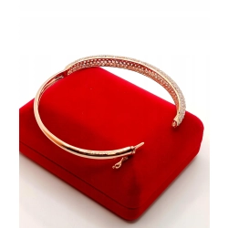 Złota bransoletka sztywna Diamenty 225szt 2,30ct Pr.750 W:14,04gr Śred.6cm