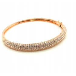 Złota bransoletka sztywna Diamenty 225szt 2,30ct Pr.750 W:14,04gr Śred.6cm
