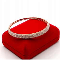 Złota bransoletka sztywna Diamenty 225szt 2,30ct Pr.750 W:14,04gr Śred.6cm