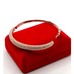 Złota bransoletka sztywna Diamenty 225szt 2,30ct Pr.750 W:14,04gr Śred.6cm