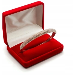 Złota bransoletka sztywna Diamenty 225szt 2,30ct Pr.750 W:14,04gr Śred.6cm