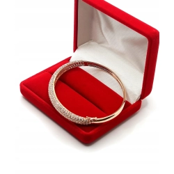 Złota bransoletka sztywna Diamenty 225szt 2,30ct Pr.750 W:14,04gr Śred.6cm