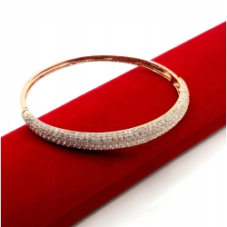 Złota bransoletka sztywna Diamenty 225szt 2,30ct Pr.750 W:14,04gr Śred.6cm