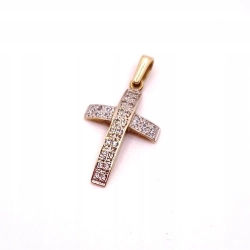 Złota zawieszka Krzyż z cyrkoniami PR.333 W:3,05gr InterSKLEP