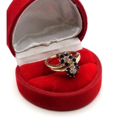 Złoty pierścionek brylanty i szafiry 0,75ct PR.585 W:4,89gr R.12 InterSKLEP