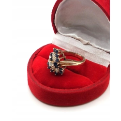 Złoty pierścionek brylanty i szafiry 0,75ct PR.585 W:4,89gr R.12 InterSKLEP