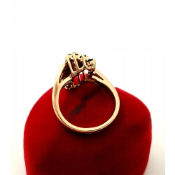 Złoty pierścionek brylanty i szafiry 0,75ct PR.585 W:4,89gr R.12 InterSKLEP