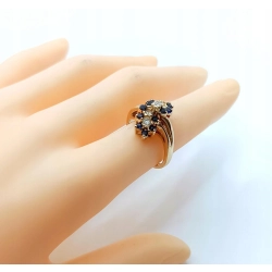 Złoty pierścionek brylanty i szafiry 0,75ct PR.585 W:4,89gr R.12 InterSKLEP