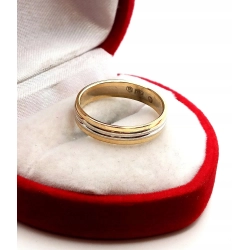 Złota obrączka w dwóch kolorach PR.585 W:2,74gr R.11 InterSKLEP