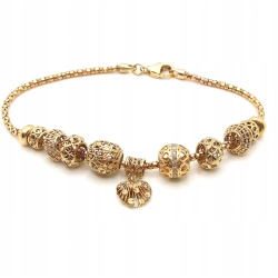 Złota bransoletka z zawieszkami PR.375 W:7,56gr Dł.19,5cm InterSKLEP