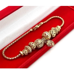 Złota bransoletka z zawieszkami PR.375 W:7,56gr Dł.19,5cm InterSKLEP