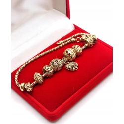 Złota bransoletka z zawieszkami PR.375 W:7,56gr Dł.19,5cm InterSKLEP