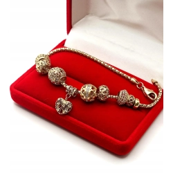 Złota bransoletka z zawieszkami PR.375 W:7,56gr Dł.19,5cm InterSKLEP