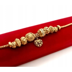 Złota bransoletka z zawieszkami PR.375 W:7,56gr Dł.19,5cm InterSKLEP