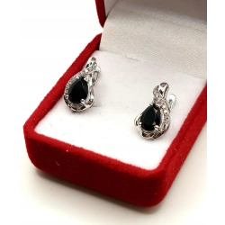 Złote kolczyki z Brylantami i Onyksami 0,10ct PR.585 W:3,09gr InterSKLEP